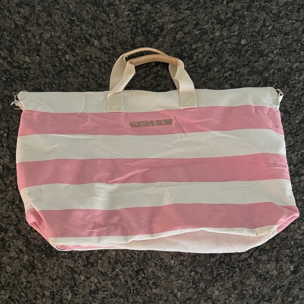 Victoria's Secret Pink and White Tote Bag